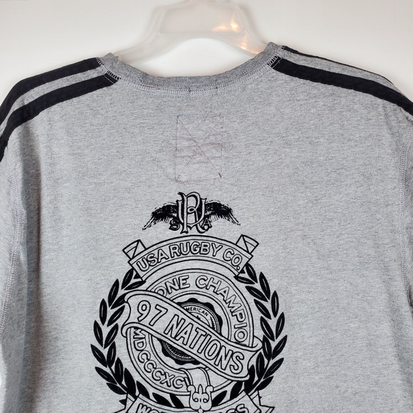 US RUGBY Co Slim Fit Gray T Shirt Top 3XL Mens Patch Embroidered 1907 - Picture 9 of 15
